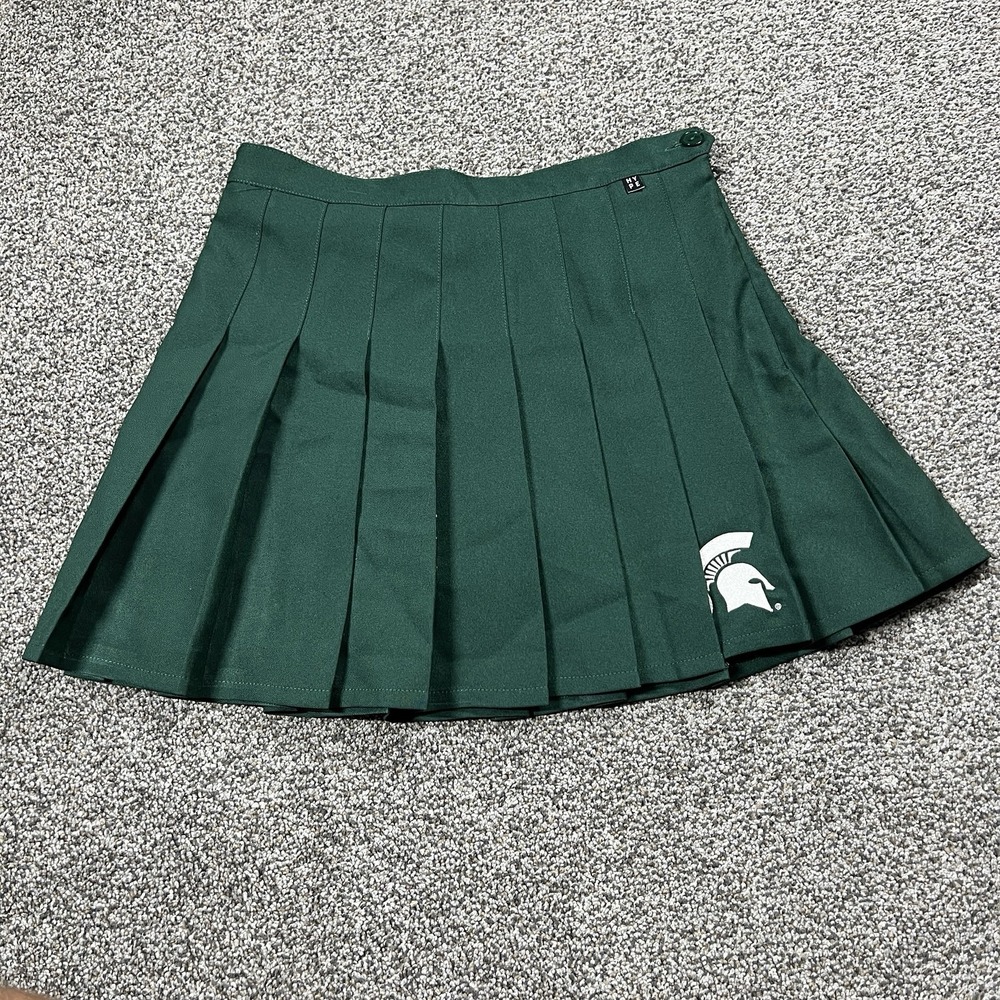 Michigan State Spartans Mini Skirt Womens M Green Pleated Hype‎ & Vice Skort
